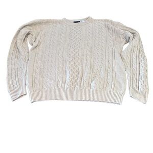Puritan Men’s Cream Cable Knit Sweater Size M Classic Chunky